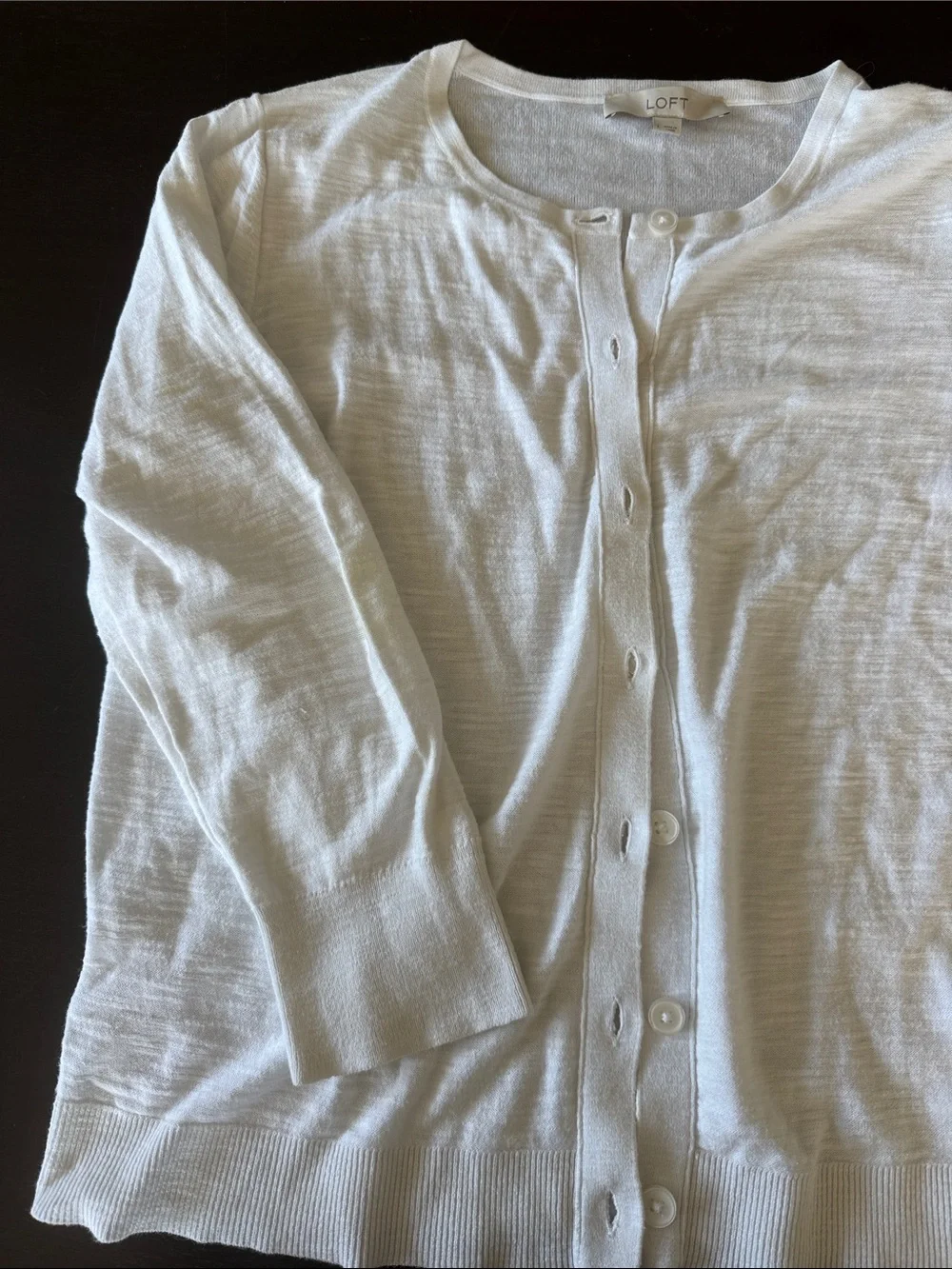 LOFT Soft White Henley Cardigan - Picture 3 of 7